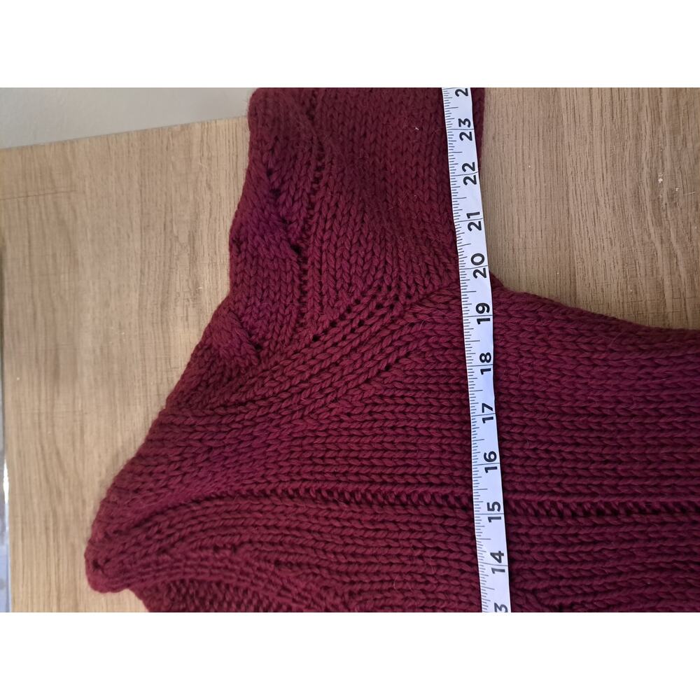J. Jill V Neck Cable Knit Sweater Alpaca Wool  Blend Size S P Red - Picture 6 of 7